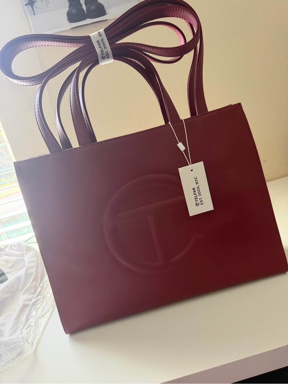 Telfar Medium Shopping Bag in Bordeaux